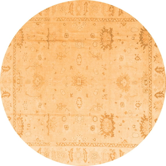 Ahgly Company Indoor Round Oriental Orange Traditional Area Rugs, 4' Round