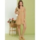 thumbnail image 2 of Vestido Fluido De Gasa Floral Cuello Pico Manga Corta Botones Arriba Para Mujer Amarillo S, 2 of 6