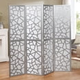 thumbnail image 3 of Roundhill Furniture Giyano Rice Paper/Wood 4-Panel Screen Room Divider in Sliver, 3 of 6