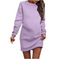thumbnail image 2 of Sentmoon Womens Dresses for Wedding Guest Long Sleeve Crew Neck Club Dresses for Women Solid Color Loose Breathable Plus Size Maxi Dress Streetwear for Christmas Dinner XXL, 2 of 5