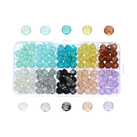 Unique Bargains 200 Pcs 8mm Round Glass Beads for BraceletsAssorted Color for Jewelry Making and DIY Crafts