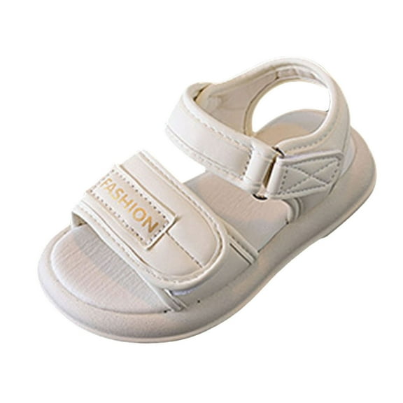 LYCAQL Kids Sandals Girls Toddler Girls Hook and Loop Sandals Comfort Open Toe Sandal with Adjustable Back Strap (White,7)