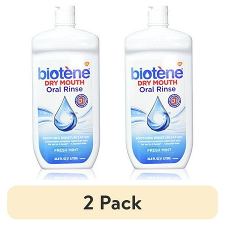 (2 pack) Biotene Dry Mouth Oral Rinse for Dry Mouth Symptoms 33.8 FL OZ