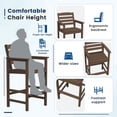 thumbnail image 5 of FUNDAZE Outdoor Bar Height Chair Set of 2, HDPE Weather Resistant Patio Stools with Wide Seat, Ergonomic Back, Armrest & Footrest, Tall Bar Chair for Garden, Poolside, Balcony, Brown, 5 of 6