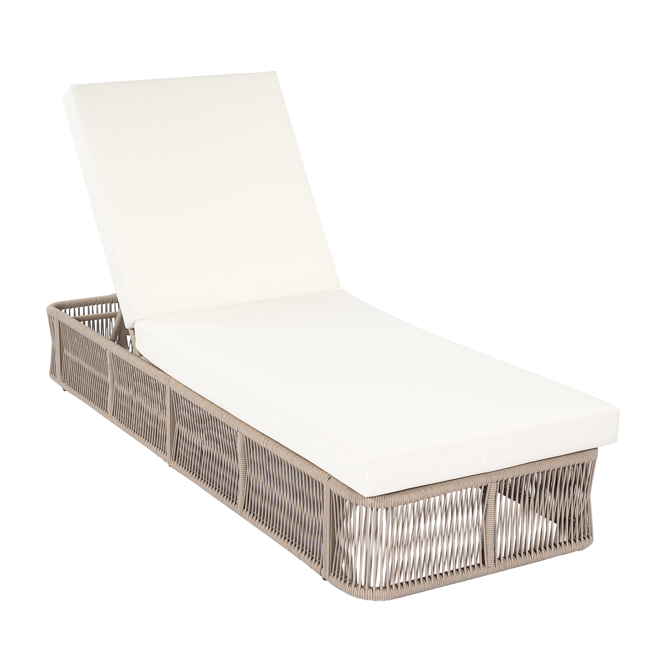 Christopher Knight Home Adjustable Backrest Sunlounge Chairs with 10.8" Side Table, Cream Cushion
