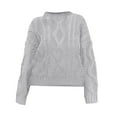 thumbnail image 5 of UQJfacai Womens Cropped Sweaters Oversized Crewneck Long Sleeve Chunky Cable Knit Pullover Tops Fall Fashion Outfit Winter Clothes, 5 of 5
