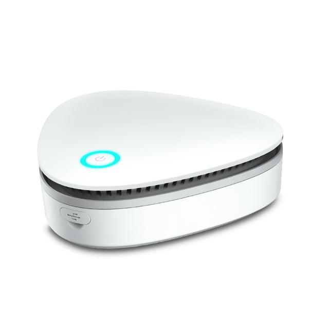 Nouvelle Version T5 Purificateur d'Air Portable à Ozone, Désodorisant de Réfrigérateur Rechargeable par USB avec Batterie Intégrée 1800mAh, Puissance 3W, Tension DC5V, Design Compact Blanc (11.5x11.5x4.3cm, 228g) pour Usage Domestique