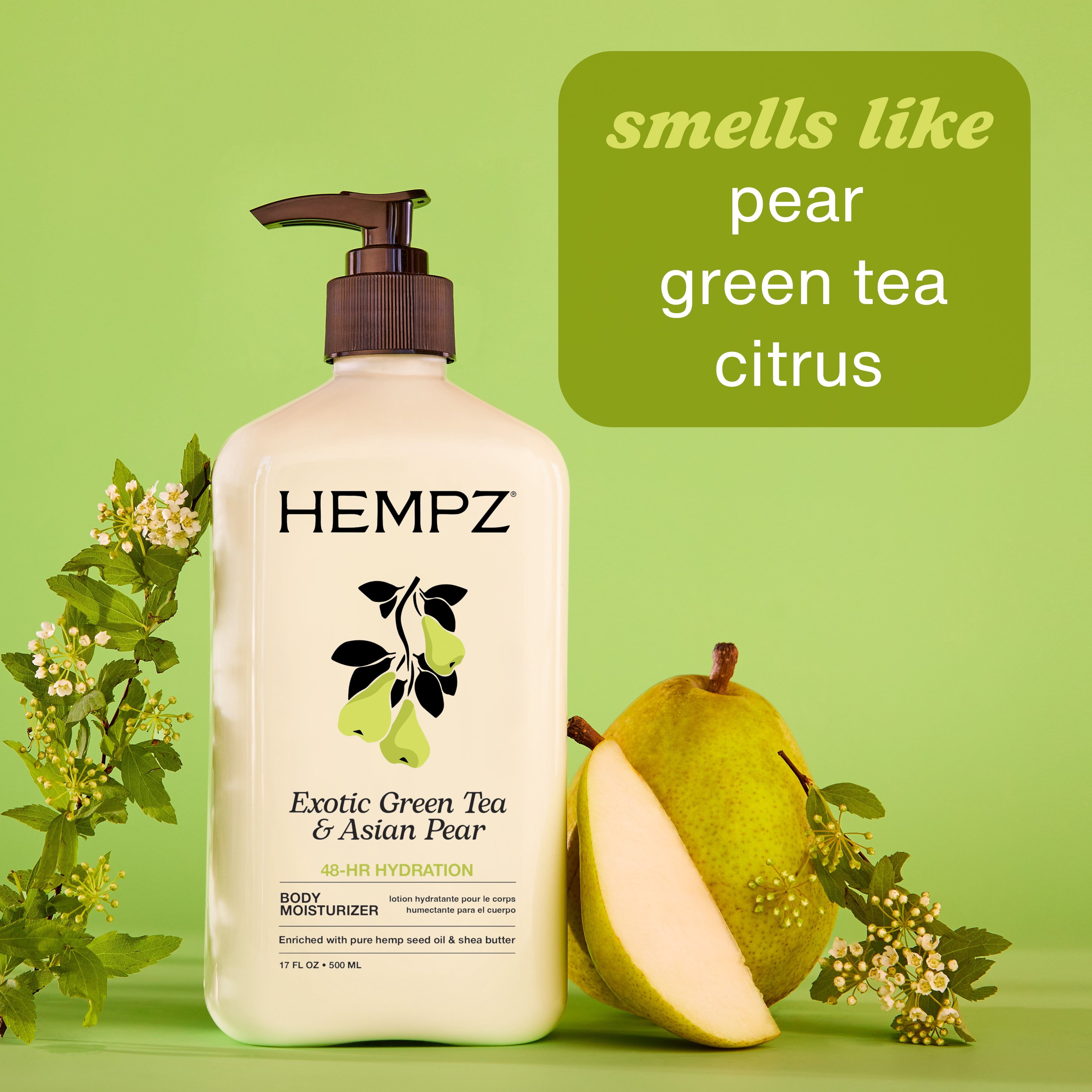 (2 pack) Hempz Exotic Green Tea & Asian Pear Herbal Body Moisturizer Lotion 17 fl.oz.