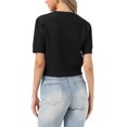 thumbnail image 3 of INSPIRE CHIC Summer Short Sleeve Cardigans Sweater Casual Cable Knit Button Down Crewneck Lightweight Sweater Tops XS Black, 3 of 6