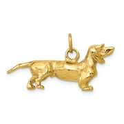 Designer 14K Yellow Gold Dachshund Dog Charm (Length=14) (Width=31) Made In United States -Jewelry By Sweet Pea Creations