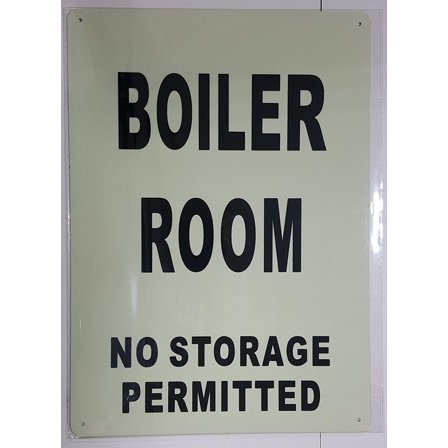 BOILER ROOM SIGN GLOW IN THE DARK (HEAVY DUTY,ALUMINUM SIGN 10X14,Photoluminescent SIGN )