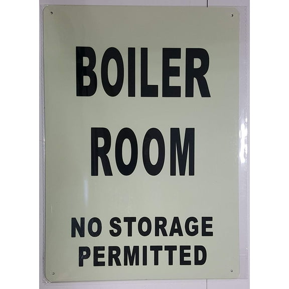 BOILER ROOM SIGN GLOW IN THE DARK (HEAVY DUTY,ALUMINUM SIGN 10X14,Photoluminescent SIGN )