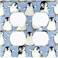 thumbnail image 3 of Metal Light Switch Plate Cover Cute Penguins Ice Skating Blue BRD002, 3 of 13