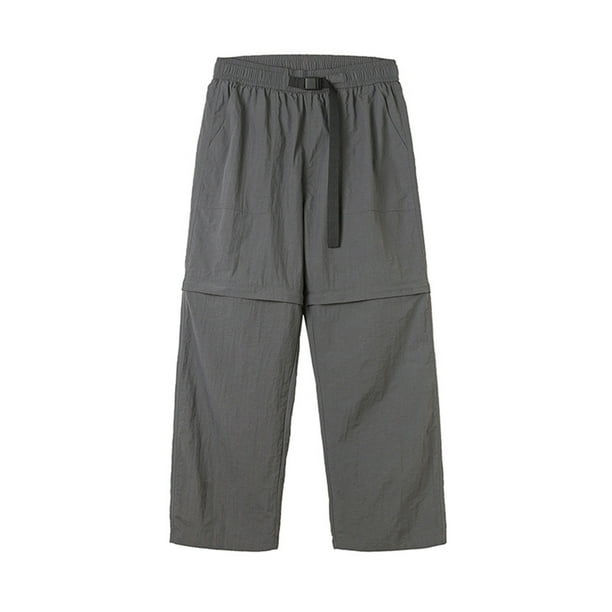 Pantalones largos de nailon para hombre, con cremallera, para escalada, secado rápido, informales, con botones y bolsillos laterales.