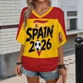 thumbnail image 2 of Soccer Cup 2026 Jersey SPAIN Soccer for Women with Colombia Flag Color Block and V Neck Short Sleeves Featuring Breathable Fabric for Game Day Parties Summer Festivals Black L, 2 of 6