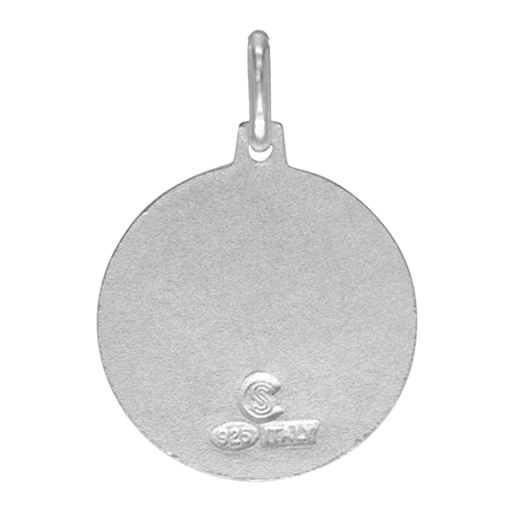 18mm Sterling Silver Baptism Medal Necklace 3/4 inch Nickel Free Italy with Stainless Steel Chain