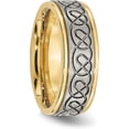 thumbnail image 5 of Chisel Titanium Brushed and Polished Yellow IP-plated Scroll Design 8.2mm Grooved Edge Band - Ring Size 7.5, 5 of 8