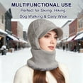 thumbnail image 2 of 3 In 1 Beanie Hat for Women with Brim & Scarf Mask, Fleece Lined Knit Hats, Winter Hats for Women Cold Weather, Gray, 2 of 8