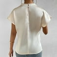thumbnail image 6 of Lixiuxyad Baggy T Shirts Womens Summer Satin Casual Ruffle Short Sleeve Crewneck Tops,White XL, 6 of 6