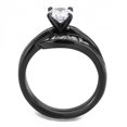 thumbnail image 3 of Womens 0.65 Carat Round Cut CZ Black IP Stainless Steel Wedding Ring Set - Size 10, 3 of 5