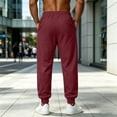 thumbnail image 5 of Hearthz Cotton Sweatpants Men Elastic Drawstring Mens Athletic Pants Solid Color Workout Mens Jogger Pants with Pocket Wine L, 5 of 6