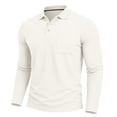 thumbnail image 5 of Zivyakyro Button Men Polo Shirts Fall Collared Long Sleeve Solid Slim Shirts Officewear Textured with Pocket White XL, 5 of 8