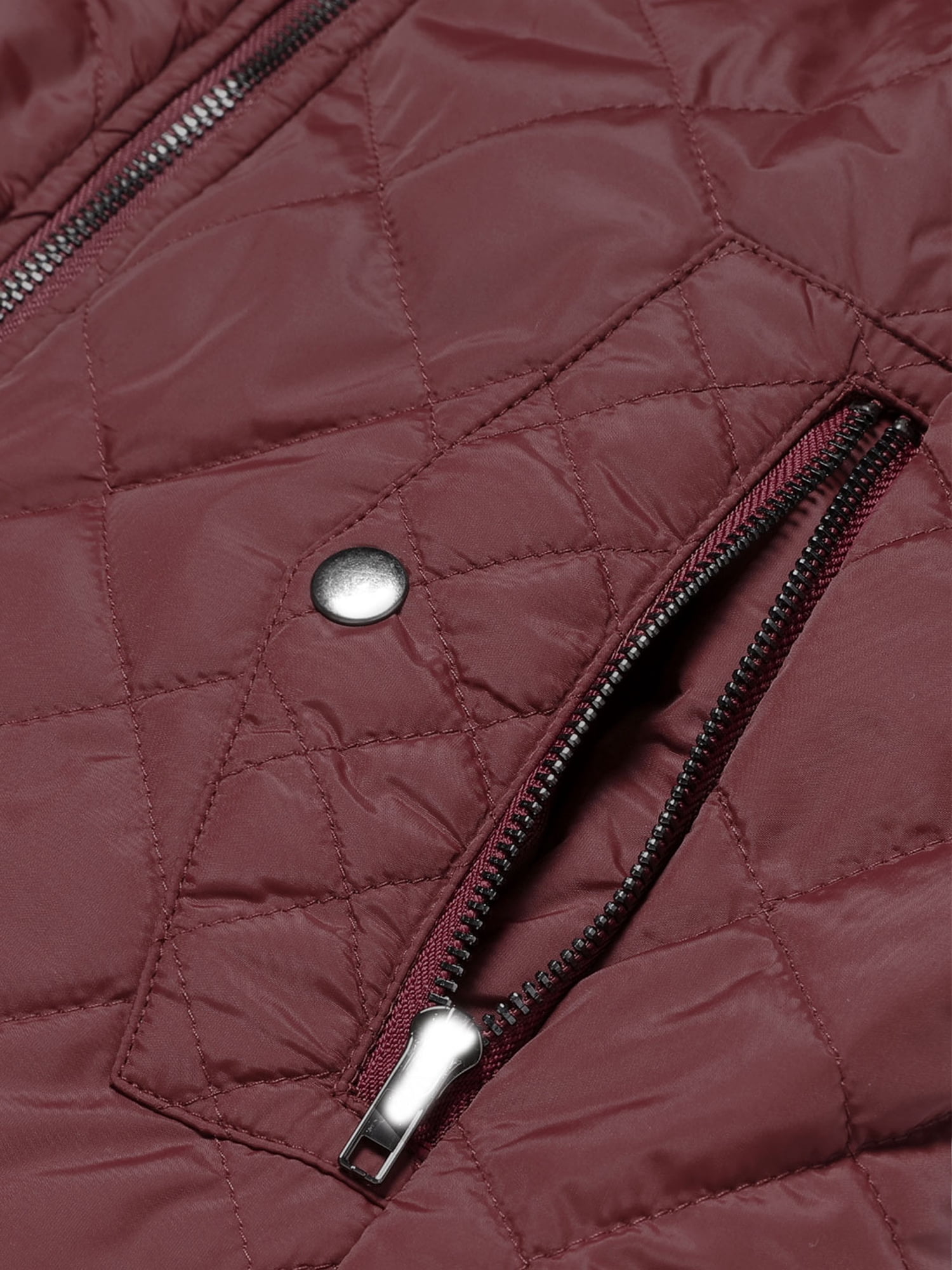 DARING DIVA Women's Zip Stand Collar Quilted Padded Vest XS Wine Red