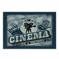 thumbnail image 1 of Movie Theater Cutting Board, Vintage Cinema Poster Design Grunge Effect and Old Fashioned, Decorative Tempered Glass Cutting and Serving Board, Small Size, Blue Black Grey, by Ambesonne, 1 of 1