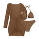 thumbnail image 4 of Bikini sólido con correa para mujer, Bikini con escote en V profundo, conjunto de traje de baño dividido cómodo, traje de baño de tres piezas OAVQHLG3B Store  lin121212, 4 of 4