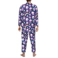 thumbnail image 7 of Salouo Skull mushroom rainbow space Print Button-Front Long Sleeve Pajama Set for Men, Soft 2Pjs Men's Long Sleeve Sleepwear -X-Large, 7 of 7
