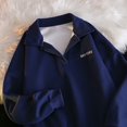 thumbnail image 4 of Tunic Tops for Women Loose Fit Leggings Winter Soft Collared Long Sleeve Puff Drop Shoulder Zip Up Plain Leisure Cotton Pullover Outerwear(Navy,L), 4 of 4