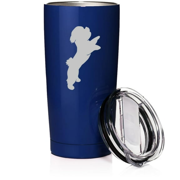 Smooth Body Tumbler Stainless Steel Vacuum Insulated Travel Mug Cup Gift Bichon Frise (20 oz, Blue)
