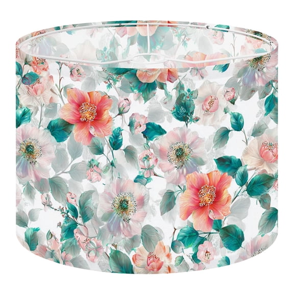 Linen Drum Lampshades winter floral watercolors surface art motifs multicoloured 13"x13"x10" Light Shade for Table Lamps Floor Lamp Shades Lampshade Replacement Assembly Required