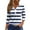 Blue, variant on Going Out Tops for Women Button Decor V Neck Tops 3/4 Sleeve Summer T-Shirts Striped Print Casual Dressy Tops Tunic