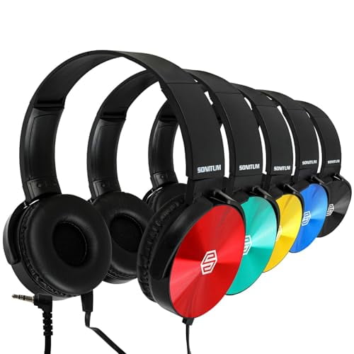 Auriculares para el aula, paquete de 10 a granel, variedades de colores para estudiantes en la oreja, cómodos auriculares giratorios para biblioteca, escuela, avión, niños, para aprendizaje en línea y