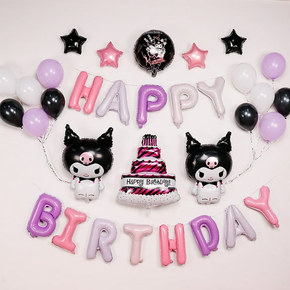 21pcs Birthday Party Balloon Decorations Set - Coulomi Foil Balloons, Girls Coulomi Cartoon Theme Party Supplies Birthday Decorations Party Foil Balloon Set