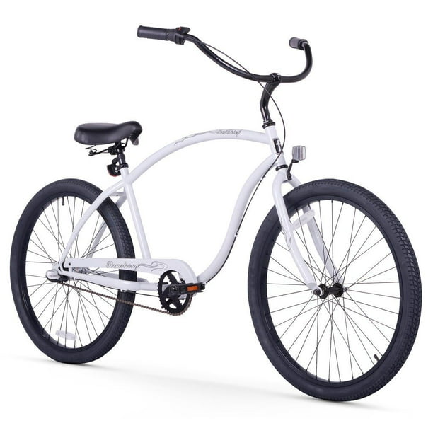 Firmstrong Chief Man 26" Three Speed Beach Cruiser Bicycle, White