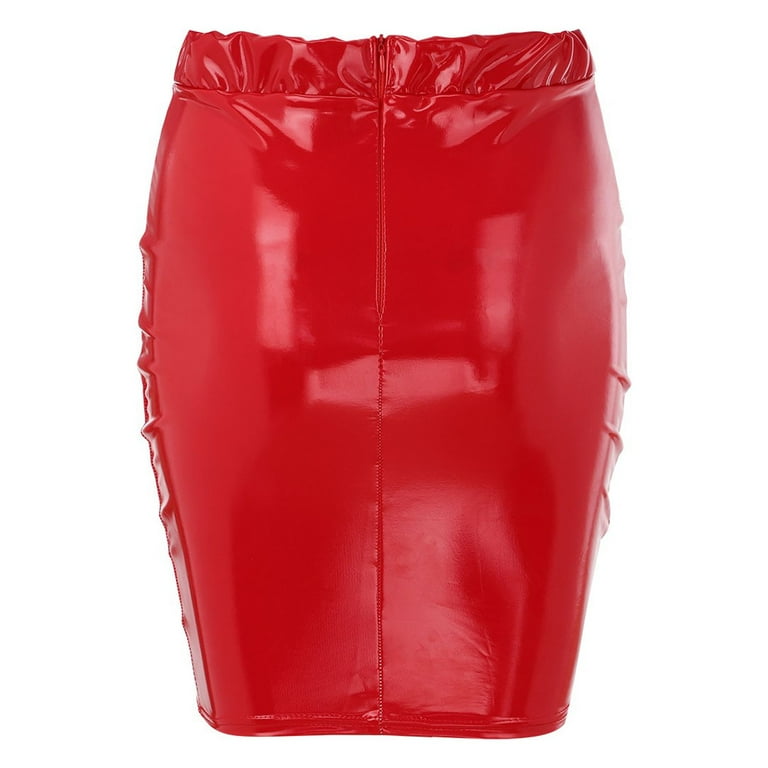 Red pvc deals pencil skirt