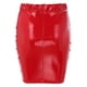 thumbnail image 3 of Gibobby faldas para mujer mujer Sexy Faux Mini cintura alta Casual Zip PU Slim Pencil Plus Size(Rojo, L), 3 of 5