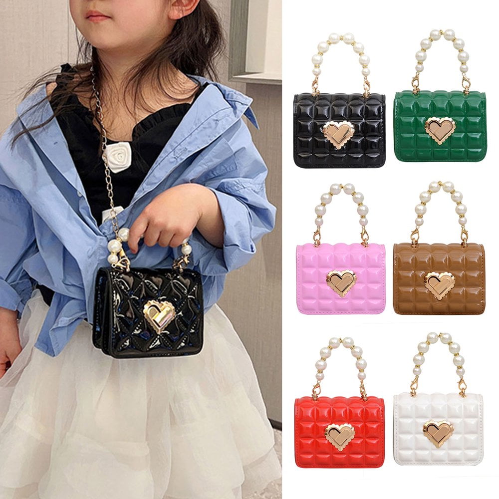 Women Handbag Faux Pearl Handle Golden Love Heart Detachable Metal Chain Mini Elegant Ladies Single Shoulder Bag Purse Daily Life Use Walmart
