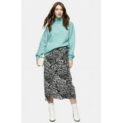 Women's Topshop Animal Print Midi Skirt, Size 6 US - Black