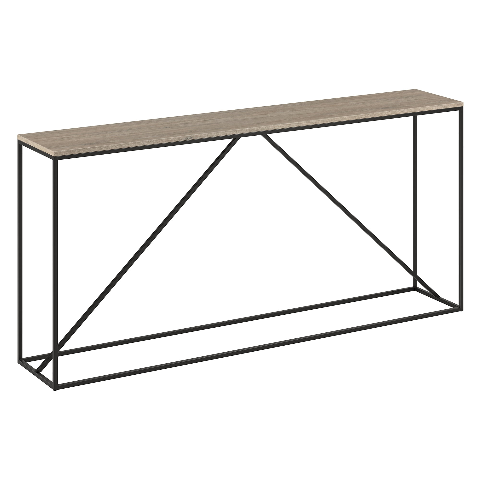 Evelyn&Zoe Nia 45" Wide Rectangular Console Table, Blackened Bronze/Antiqued Gray Oak