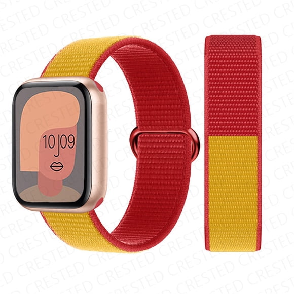 Nylon Sport Loop Bands for Apple Watch Band 44mm 40mm 41mm 45mm 38mm 42mm for Women Men, Stretchy Elastic Braided Replacement Wrist Band for iWatch Series 6 7 5 4 3 2 1 SE -Spain