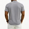 thumbnail image 4 of Mens Zip Up Short Sleeve Shirt Stand Collar Textured Waffle Pattern Summer Breathable Sporty Tops Side Pockets Gray 2XL, 4 of 4