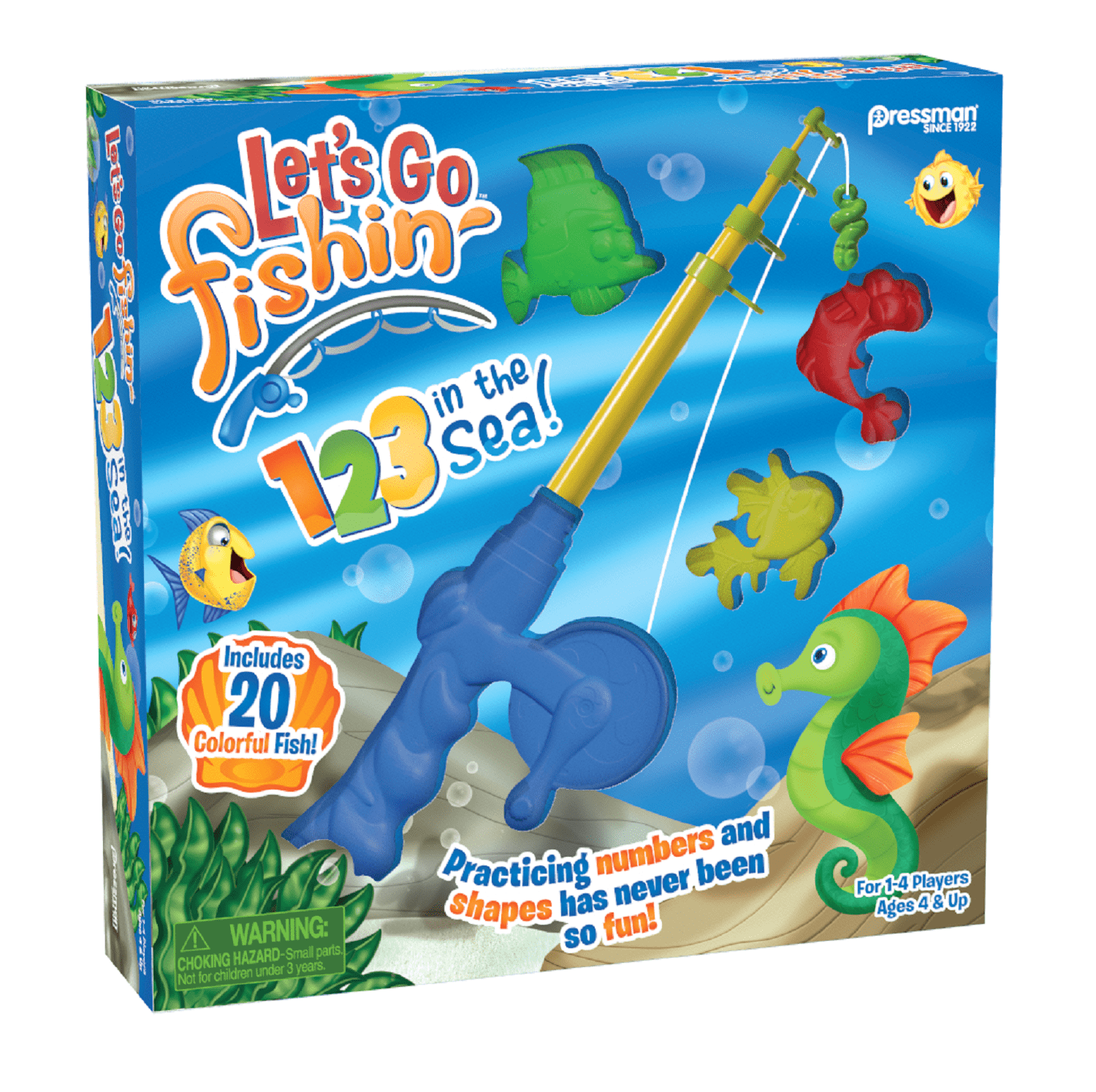 Pressman Let’s Go Fishin’ 123 in the Sea! Kid's Game - Practice Numbers, Shapes, Colors