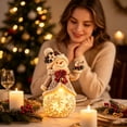 thumbnail image 4 of Light Up Snowman Figurine Christmas Tabletop Decor, Warm LED Glow, Carved Snowflake Design, Resin Winter Snowman Statue for Mantel Shelf Indoor Holiday Decoration & Christmas Gift, 4 of 5