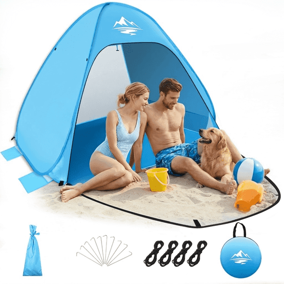 Pop up Beach Tent, 1-2 Person Portable Sun Shelter with UV 50 Protection for Seaside and Picnic, Sky Blue