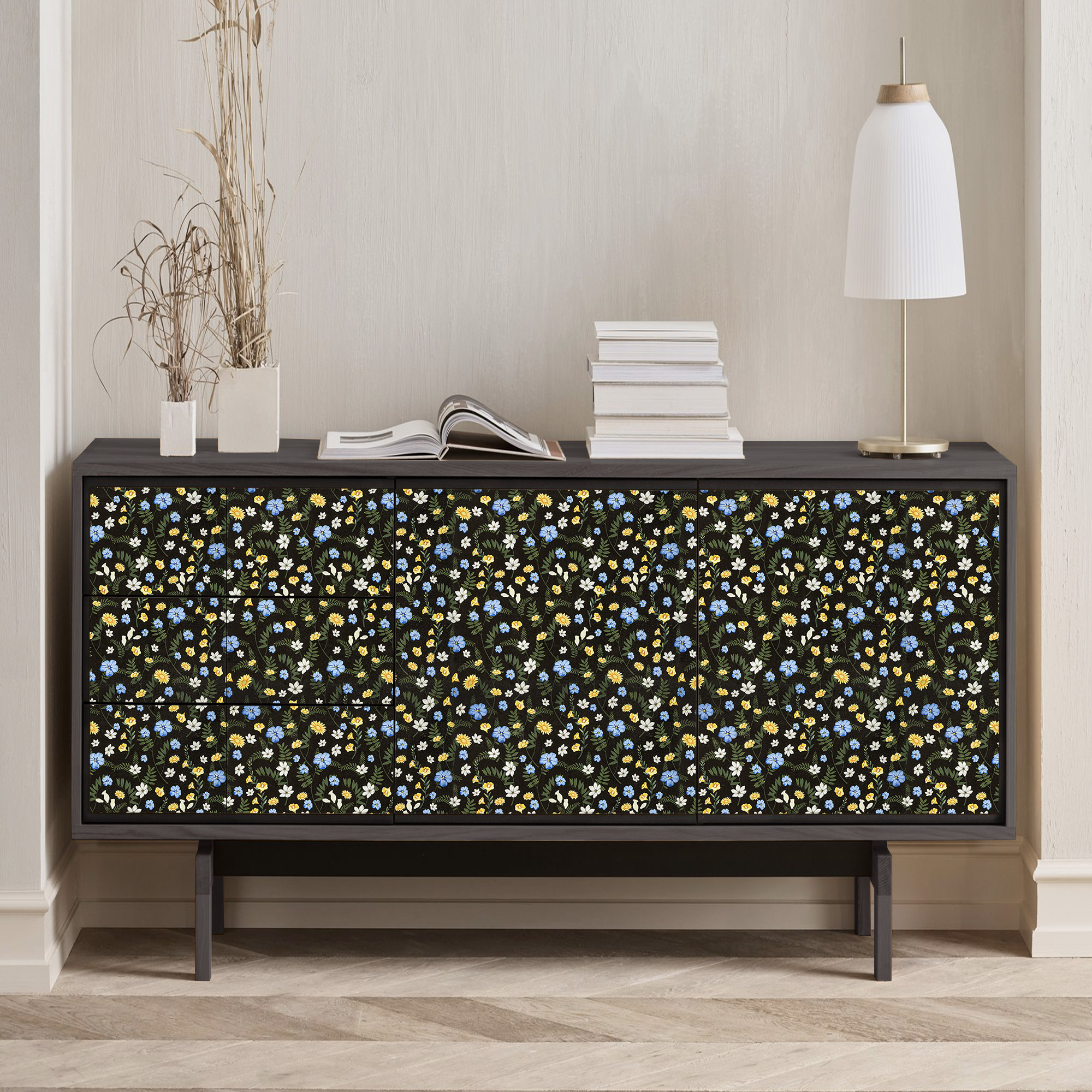 Abyssaly Floral Peel and Stick Wallpaper 17.7" x 118" Self Adhesive Removable Vintage Wallpaper Multicolor for Bedroom Kitchen Walls Shelves