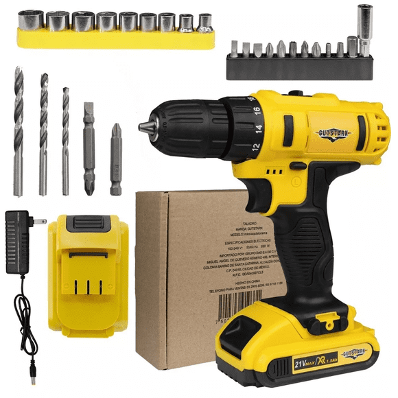 Taladro Desatornillador Inhalambrico 260w 1500 Rpm Kit Amarillo