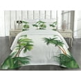 thumbnail image 2 of Ambesonne Tropic Quilted Coverlet 3 Pcs, Coconut Palm Tree Plants, King Size, Hunter Green, 2 of 4